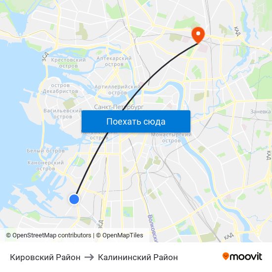 Кировский Район to Калининский Район map
