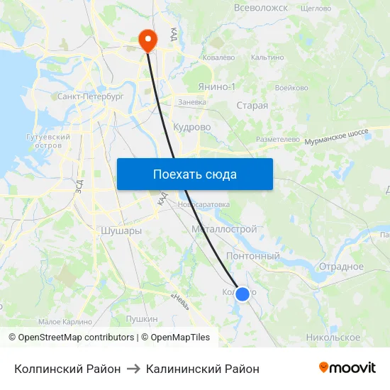 Колпинский Район to Калининский Район map