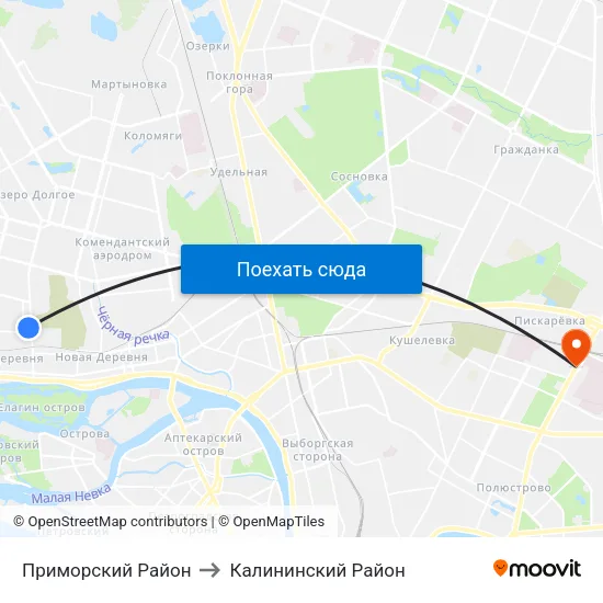 Приморский Район to Калининский Район map