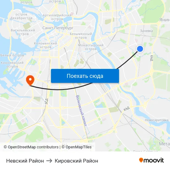 Невский Район to Кировский Район map