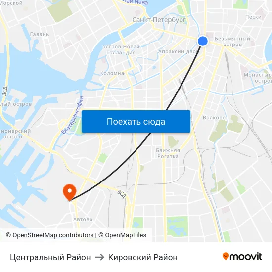 Центральный Район to Кировский Район map
