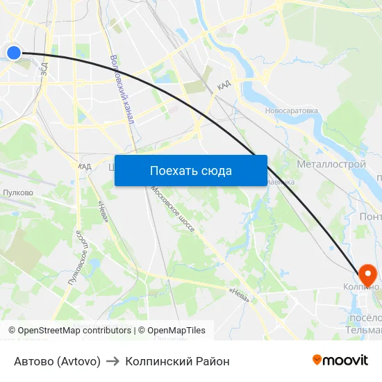 Автово (Avtovo) to Колпинский Район map