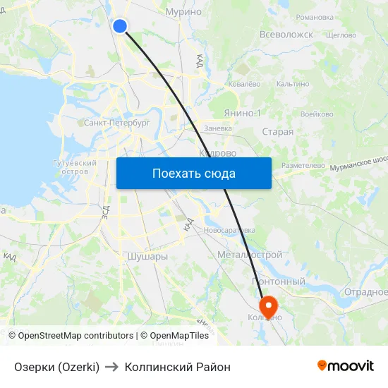 Озерки (Ozerki) to Колпинский Район map