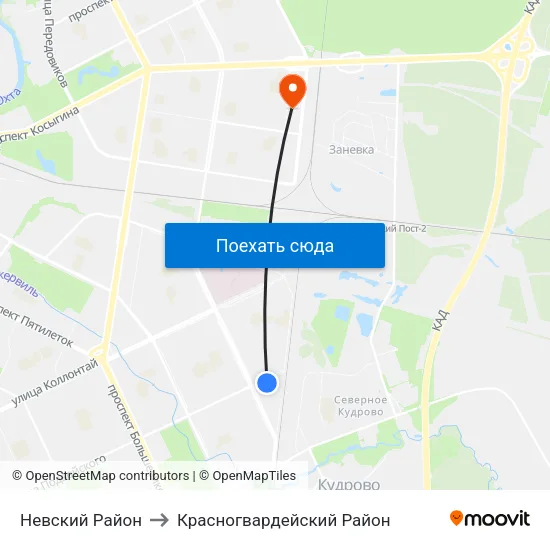 Невский Район to Красногвардейский Район map