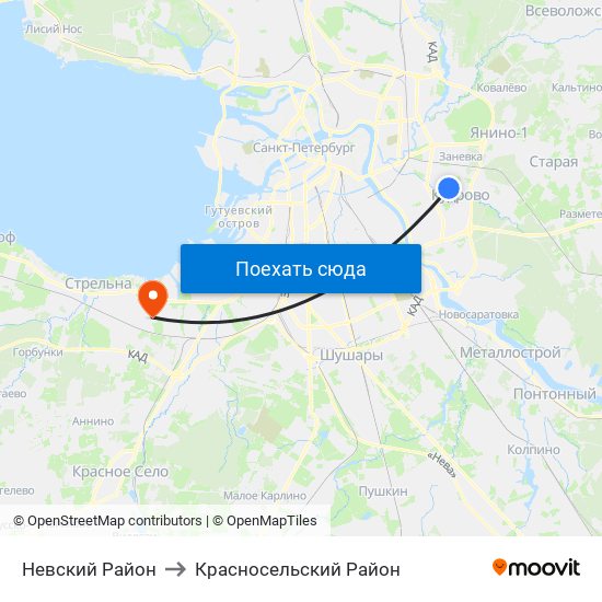 Невский Район to Красносельский Район map