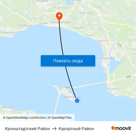 Кронштадтcкий Район to Курортный Район map