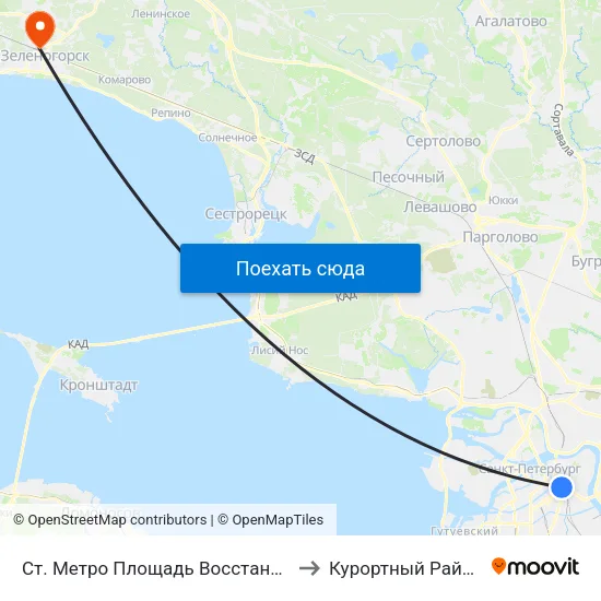 Ст. Метро Площадь Восстания to Курортный Район map