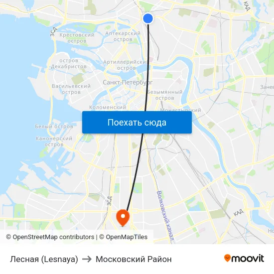 Лесная (Lesnaya) to Московский Район map