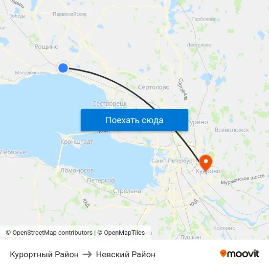Курортный Район to Невский Район map