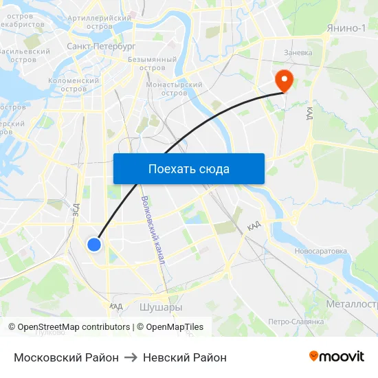 Московский Район to Невский Район map
