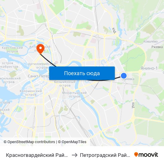 Красногвардейский Район to Петроградский Район map