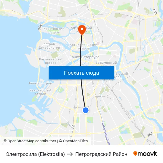 Электросила (Elektrosila) to Петроградский Район map