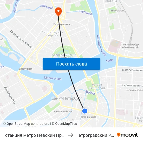 станция метро Невский Проспект to Петроградский Район map