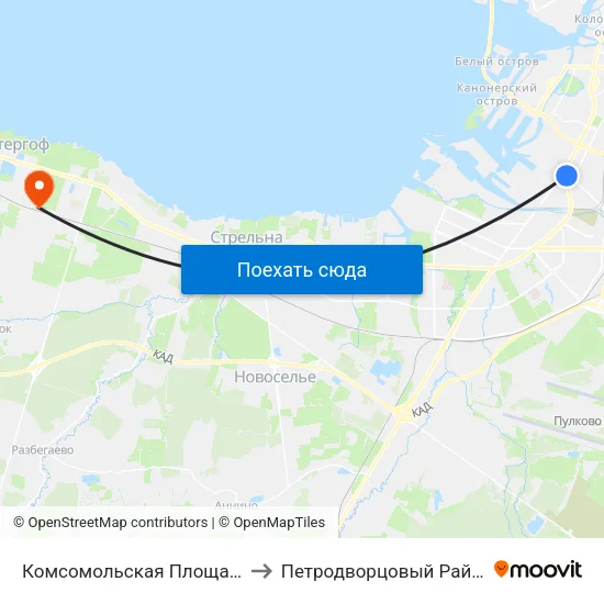 Комсомольская Площадь to Петродворцовый Район map