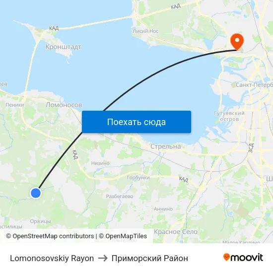 Lomonosovskiy Rayon to Приморский Район map