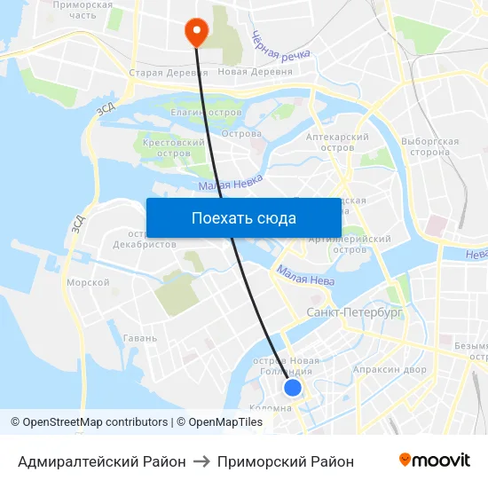 Адмиралтейский Район to Приморский Район map