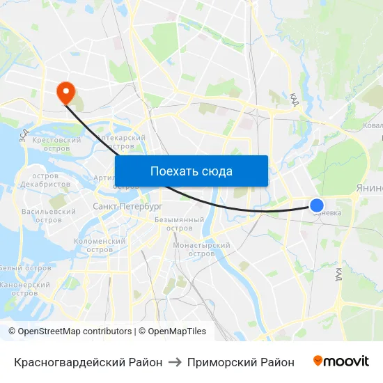 Красногвардейский Район to Приморский Район map