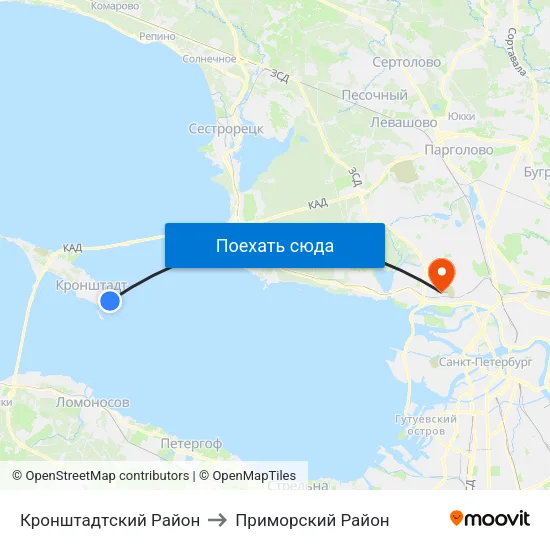 Кронштадтcкий Район to Приморский Район map