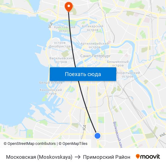 Московская (Moskovskaya) to Приморский Район map