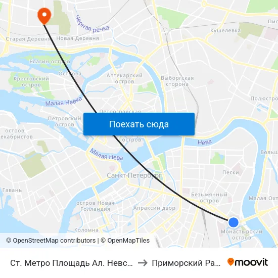 Ст. Метро Площадь Ал. Невского to Приморский Район map