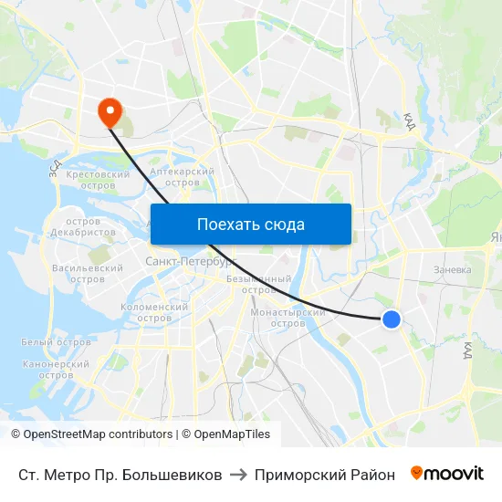 Ст. Метро Пр. Большевиков to Приморский Район map