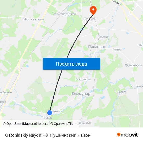 Gatchinskiy Rayon to Пушкинский Район map