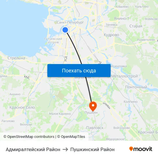 Адмиралтейский Район to Пушкинский Район map