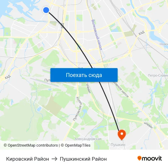 Кировский Район to Пушкинский Район map