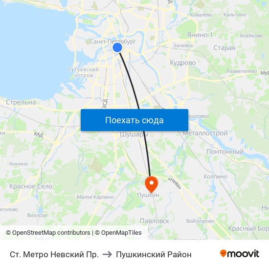 Ст. Метро Невский Пр. to Пушкинский Район map