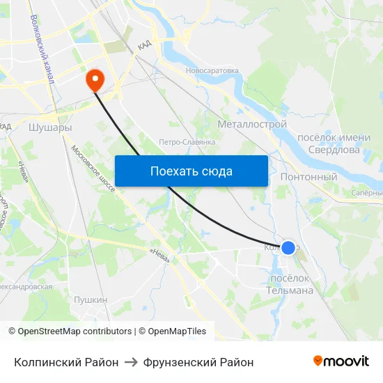 Колпинский Район to Фрунзенский Район map