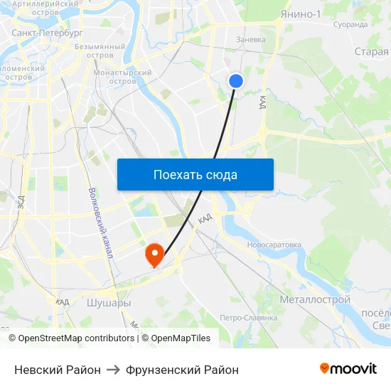 Невский Район to Фрунзенский Район map