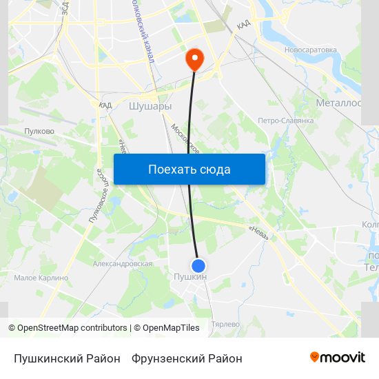 Пушкинский Район to Фрунзенский Район map