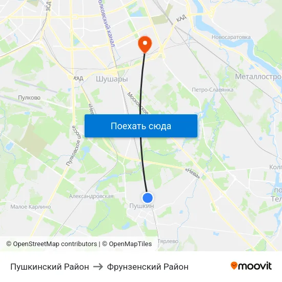 Пушкинский Район to Фрунзенский Район map
