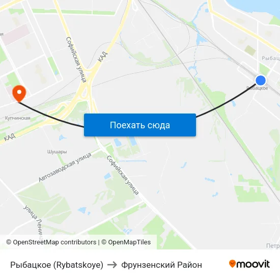 Рыбацкое (Rybatskoye) to Фрунзенский Район map