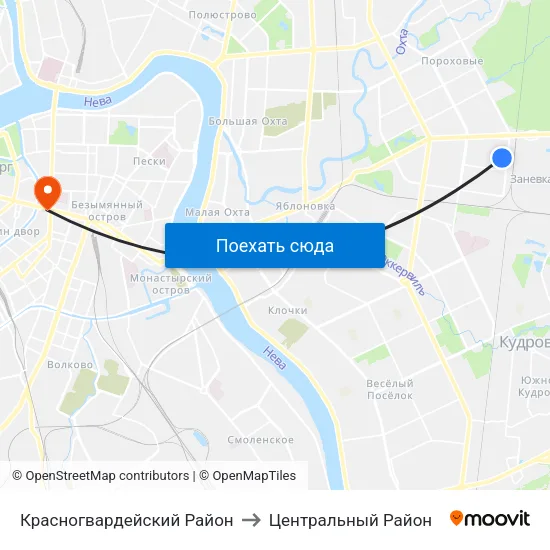 Красногвардейский Район to Центральный Район map
