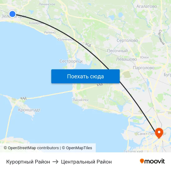 Курортный Район to Центральный Район map