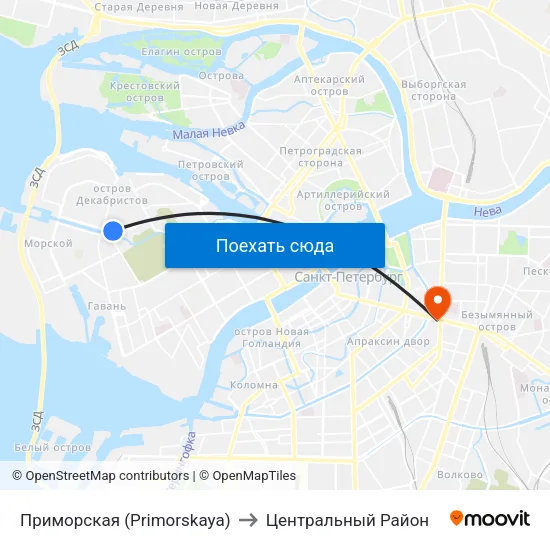 Приморская (Primorskaya) to Центральный Район map
