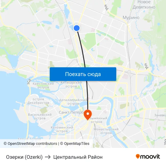 Озерки (Ozerki) to Центральный Район map