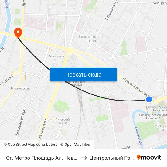 Ст. Метро Площадь Ал. Невского to Центральный Район map