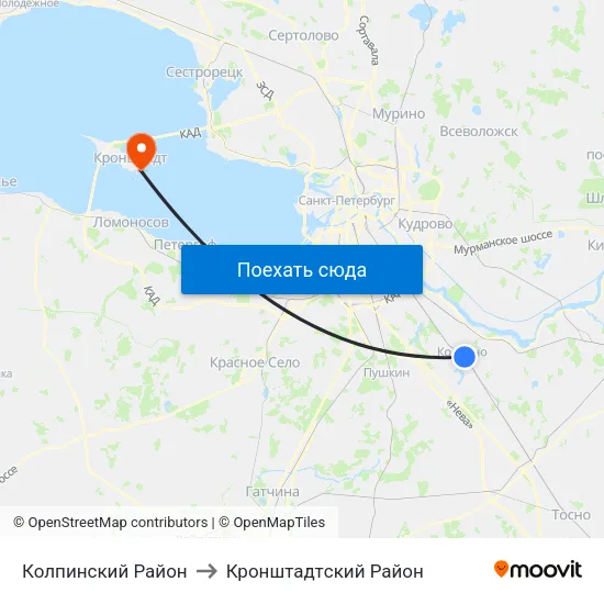 Колпинский Район to Кронштадтcкий Район map