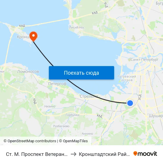 Ст. М. Проспект Ветеранов to Кронштадтcкий Район map