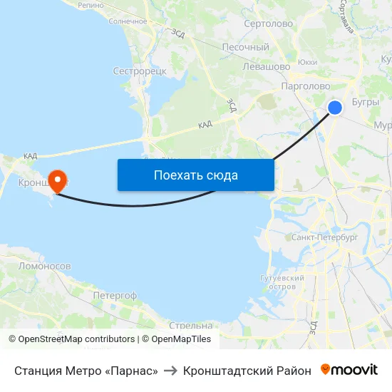 Станция Метро «Парнас» to Кронштадтcкий Район map