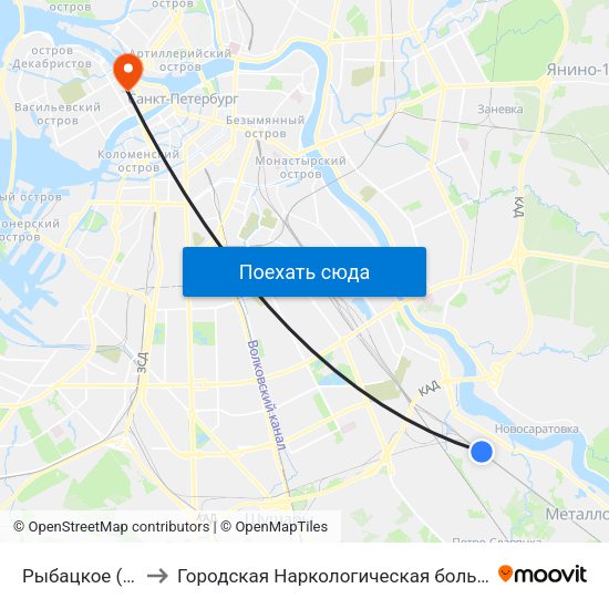 Рыбацкое (Rybatskoye) to Городская Наркологическая больница. Приемное отделение. map