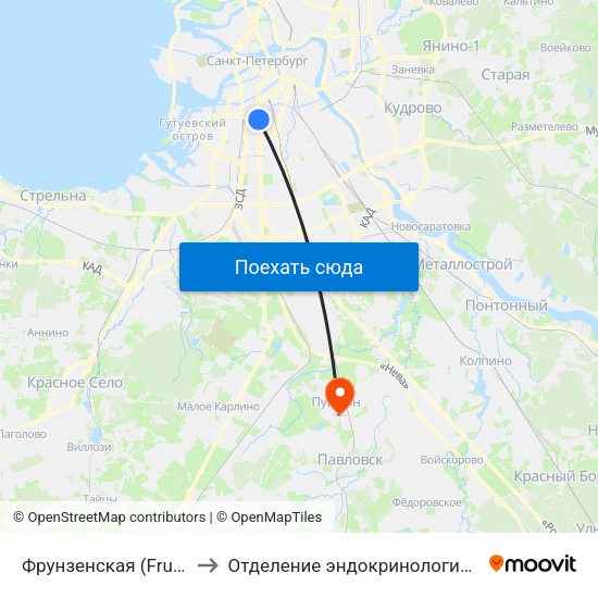 Фрунзенская (Frunzenskaya) to Отделение эндокринологии и нефрологии map