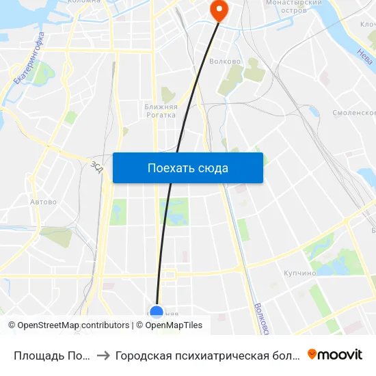 Площадь Победы to Городская психиатрическая больница № 4 map