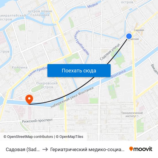 Садовая (Sadovaya) to Гериатрический медико-социальный центр map