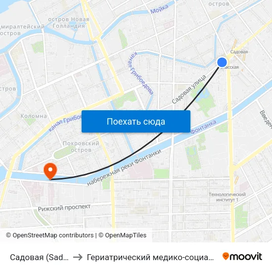 Садовая (Sadovaya) to Гериатрический медико-социальный центр map