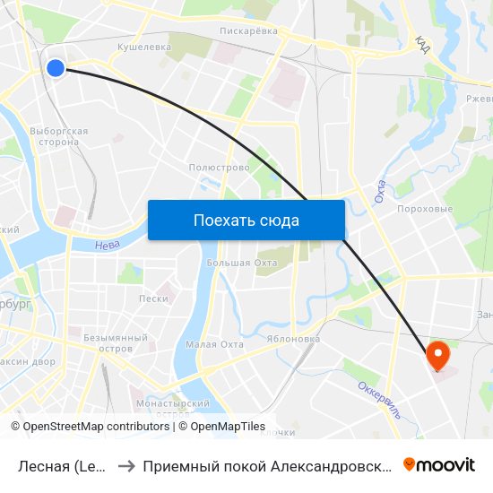 Лесная (Lesnaya) to Приемный покой Александровской больницы map