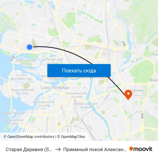 Старая Деревня (Staraya Derevnya) to Приемный покой Александровской больницы map