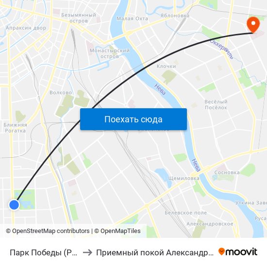 Парк Победы (Park Pobedy) to Приемный покой Александровской больницы map